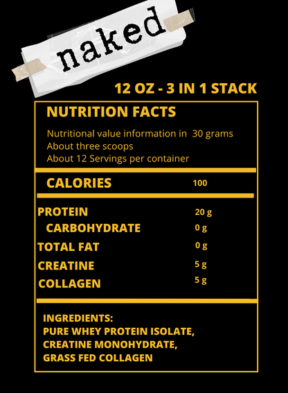 Naty Staxs - Fully Stax'd Naked Protein Powder + Collagen + Creatine - 12 oz