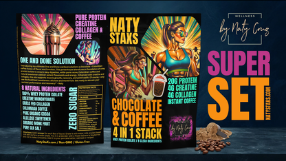 Naty Staxs - Fully Stax'd Coffee + Chocolate Protein Powder + Collagen + Creatine - 12 oz