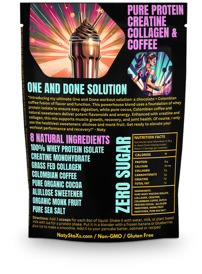 Naty Staxs - Fully Stax'd Coffee + Chocolate Protein Powder + Collagen + Creatine - 12 oz
